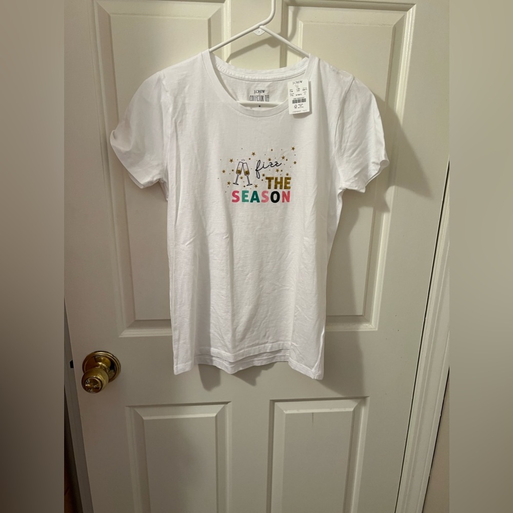 J Crew Holiday Tee ‘Fizz The Season’ Size Small NWT